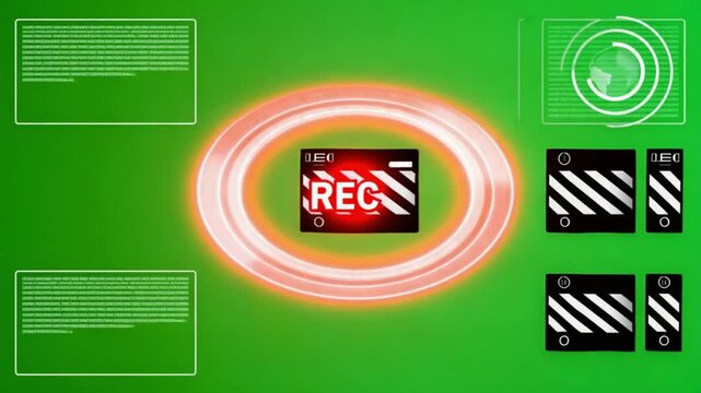 4K Video Recording Indicator (REC) on Green Screen Background