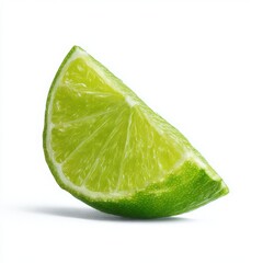Lime wedge close up, single isolated on white background