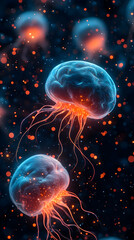 Obraz premium Glowing Jellyfish 3D Illustration