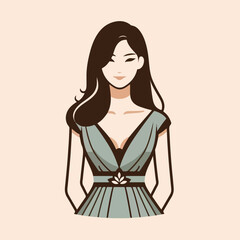 vector image of woman wearing beautiful dress