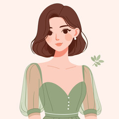 vector image of woman wearing beautiful dress