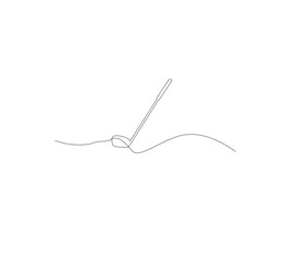 One continuous line drawing of golf putter, golf line icon, white background,one continuous line drawing of Golf sport vector illustration, abstract one line icon drawing.