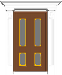 vector sketch illustration of a traditional ethnic vintage teak wood door design with Jepara carvings  