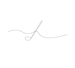 One continuous line drawing of golf putter, golf line icon, white background,one continuous line drawing of Golf sport vector illustration, abstract one line icon drawing.