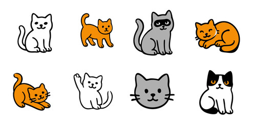 Obraz premium Cute Cartoon Cats in Various Poses and Colors