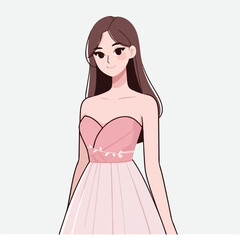 vector image of woman wearing beautiful dress