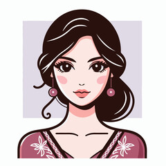 vector image of woman wearing beautiful dress