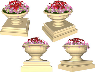 Fototapeta premium vector sketch illustration of flower pot design for city garden decoration 