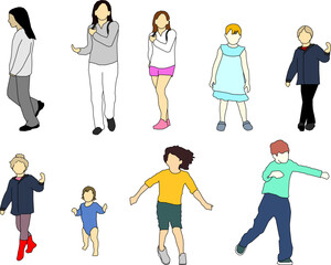 vector sketch illustration silhouette design image of a child playing  