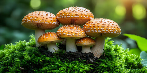 Forest Fungi Cluster Illustration