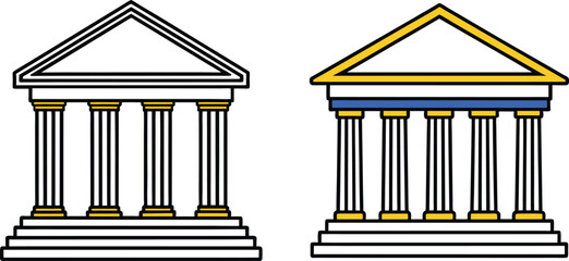 Ancient Greek Temple Columns, Classical Architecture Icon