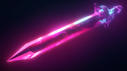 3d curved energy dagger with shifting neon hues. Plasma Obelisk. Illustration