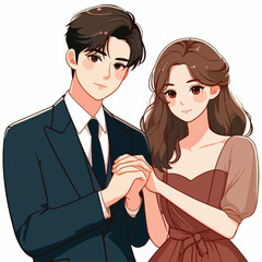 vector image of man and woman wearing cool suit and beautiful dress