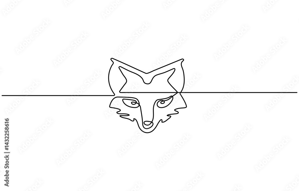 Poster fox in line art and abstract icon set. collection of fox wall art decoration design. abstract and mi