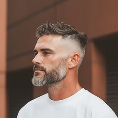Obraz premium Man's Stylish Haircut Outdoors