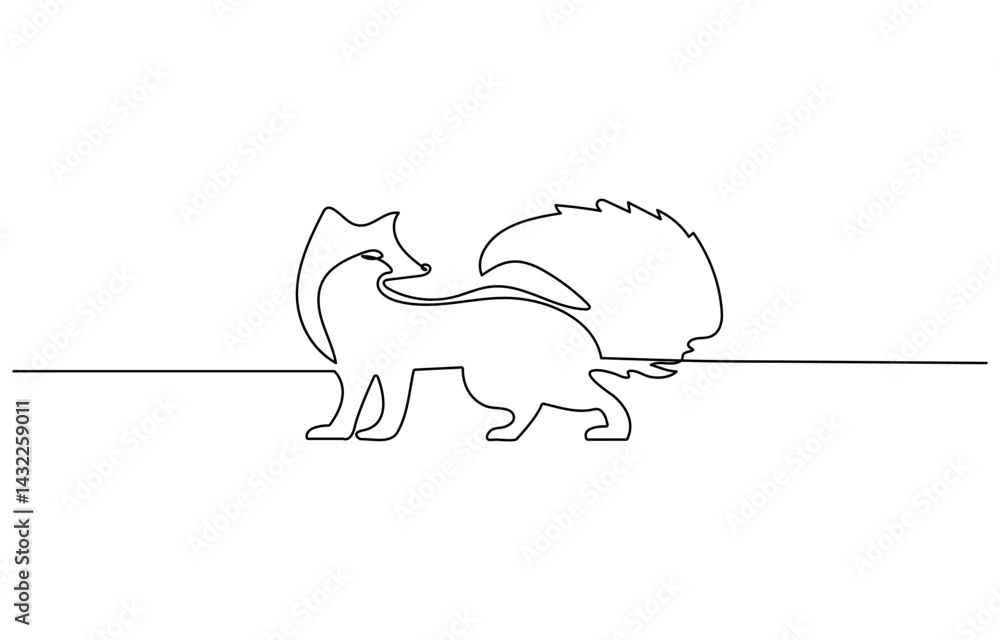 Poster fox in line art and abstract icon set. collection of fox wall art decoration design. abstract and mi