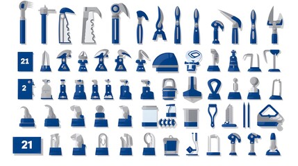Fototapeta premium Professional Cobalt And Gray Tools Pictogram with Bonus for 2017 Trends