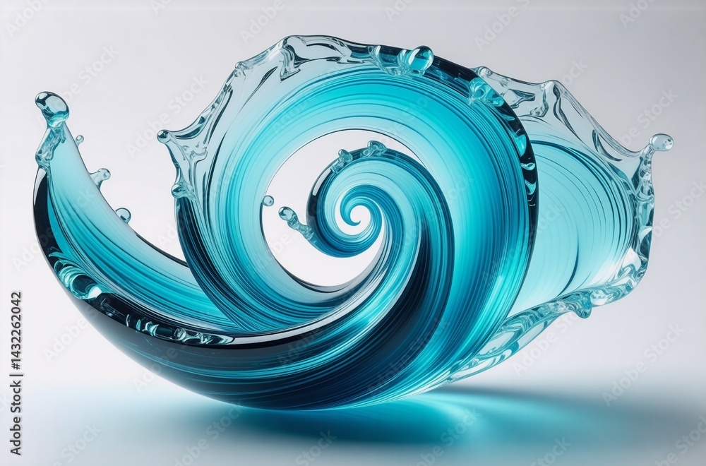 Leinwandbilder a swirling, turquoise glass sculpture resembles a frozen ocean wave, its translucent form capturing 
