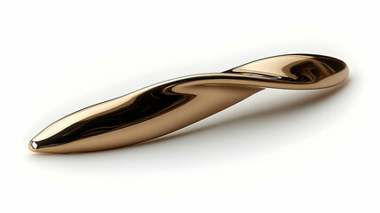 Fototapeta premium Golden Abstract Sculpture with Fluid Curves on White Background