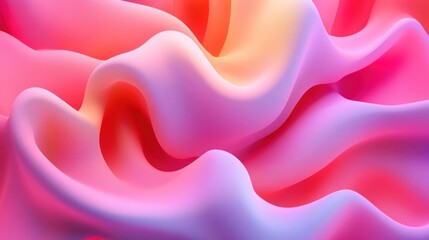 Abstract flowing forms in vibrant pink and peach hues.