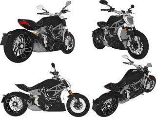 Obraz premium vector sketch illustration silhouette design of a large cc chopper motorcycle 