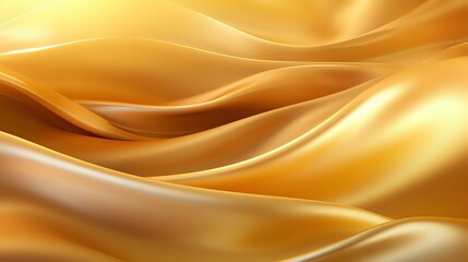 Luxurious golden waves create smooth flowing curves and elegant abstract background with soft light effects and silky texture. Suitable for luxury product presentations.