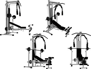 vector sketch illustration silhouette design of fitness machine sport fitness in gym center  