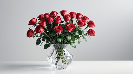 Fototapeta premium Large Rose Bouquet in Vase with Perfect Symmetry