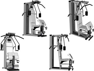 vector sketch illustration silhouette design of fitness machine sport fitness in gym center