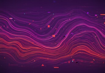 non representational visual employing shades purple pink orange fluid undulating pattern generating interwoven digital effect distorted movement visual interference forward looking design aberrant