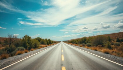 Naklejka premium Open road under a vibrant sky