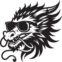 dragon vector, dragon head logo silhouette vector