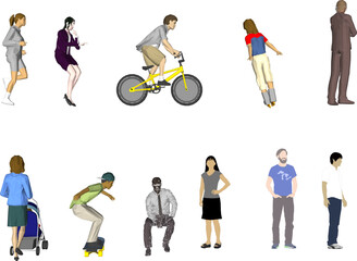 vector sketch illustration silhouette design of various human activities with their work as a complement to the image  