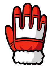 Red and white winter glove. Editable color vector