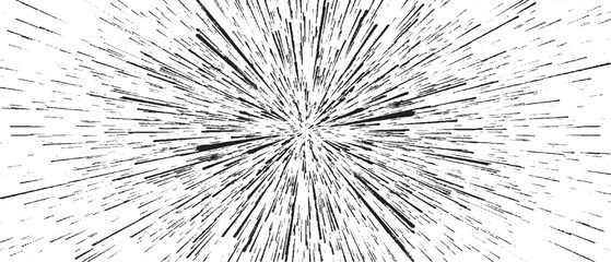 Fototapeta premium Circular starburst explosion texture. Distressed uneven grunge background. Abstract vector illustration. Overlay to create interesting effect and depth. Isolated on white background.