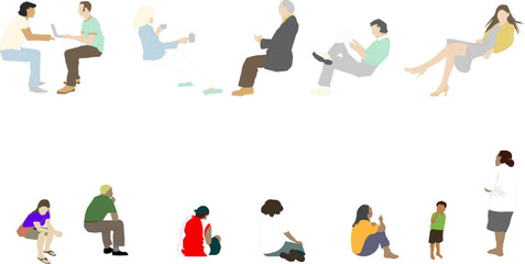 vector sketch illustration silhouette design of various human activities with their work as a complement to the image  