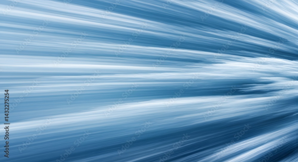 Poster abstract blue and white light streaks creating a sense of speed and motion in a dynamic composition