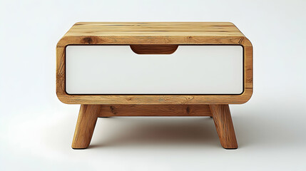 Modern Wooden Nightstand with Sleek White Drawer