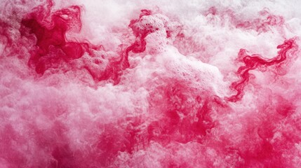 Obraz premium Vibrant pink dye swirling in a cloud of white foam.