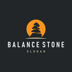 natural stone logo design concept nature pile of river stones simple minimalist symbol illustration product brand template