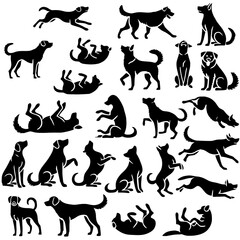 Collection of Dog Silhouettes 24 Unique Poses for Design Projects