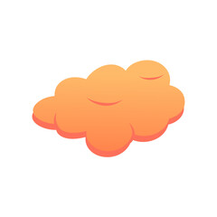 Orange Fluffy Cloud Vector. Cute Cartoon Sky Illustration