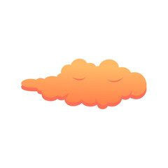Orange Fluffy Cloud Vector. Cute Cartoon Sky Illustration