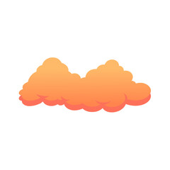 Orange Fluffy Cloud Vector. Cute Cartoon Sky Illustration