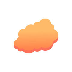 Orange Fluffy Cloud Vector. Cute Cartoon Sky Illustration