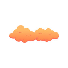 Orange Fluffy Cloud Vector. Cute Cartoon Sky Illustration