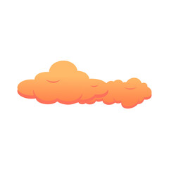 Orange Fluffy Cloud Vector. Cute Cartoon Sky Illustration