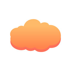 Orange Fluffy Cloud Vector. Cute Cartoon Sky Illustration