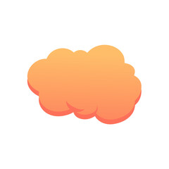 Orange Fluffy Cloud Vector. Cute Cartoon Sky Illustration