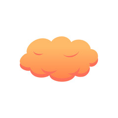 Orange Fluffy Cloud Vector. Cute Cartoon Sky Illustration
